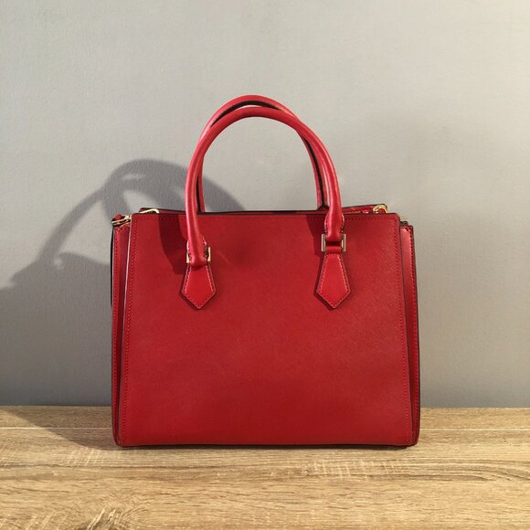 Michael Kors Hope LG Center Zip Flame Satchel Crossbody Shoulder Bag MSRP $468 - Picture 11 of 16